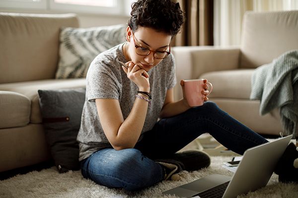 A girl working on her laptop