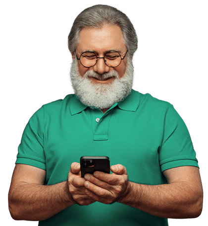 Elderly man using WoodmenLife's Life Insurance Calculator